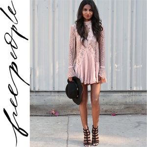 Free People Blush Lace Mini Dress